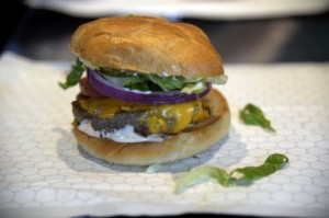 A burger from CHUBurger at Coors Field.